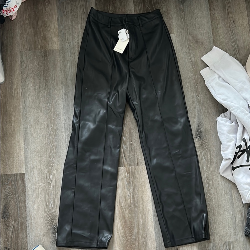 Black Faux Leather Pants